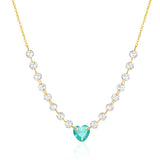 925 Silver Love Pendant Zircon Necklace 18K Gold Gift
