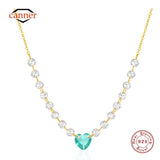 925 Silver Love Pendant Zircon Necklace 18K Gold Gift
