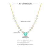 925 Silver Love Pendant Zircon Necklace 18K Gold Gift