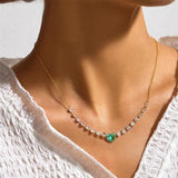 925 Silver Love Pendant Zircon Necklace 18K Gold Gift