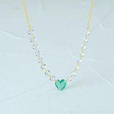 925 Silver Love Pendant Zircon Necklace 18K Gold Gift