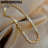 Stainless Steel Flat Blade Snake Chain Necklace For Women