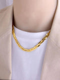 Stainless Steel Flat Blade Snake Chain Necklace For Women