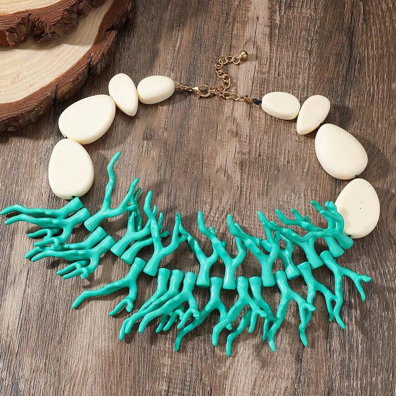 Beaded Chain Choker Necklace Colorful Bib Jewelry