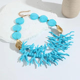 Beaded Chain Choker Necklace Colorful Bib Jewelry