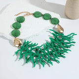 Beaded Chain Choker Necklace Colorful Bib Jewelry