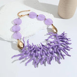 Beaded Chain Choker Necklace Colorful Bib Jewelry