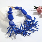 Beaded Chain Choker Necklace Colorful Bib Jewelry