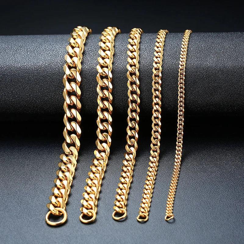 Stainless Steel Cuban Chain Necklace 3MM-7MM Wide