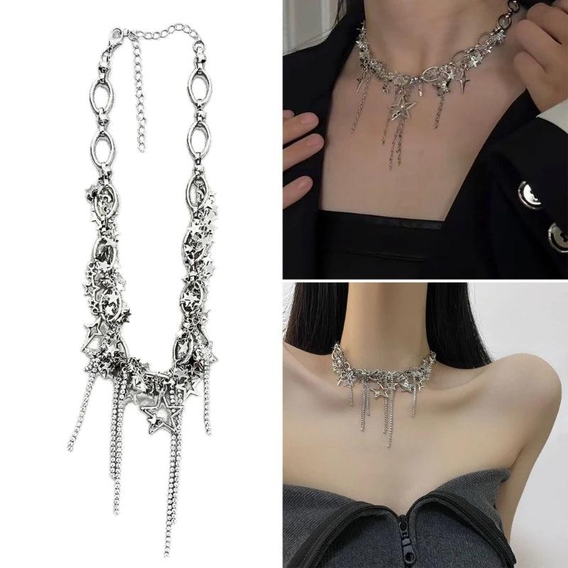 Star Necklaces Star Chain Chokers Pentagram Chain Necklaces Hot Girl Women