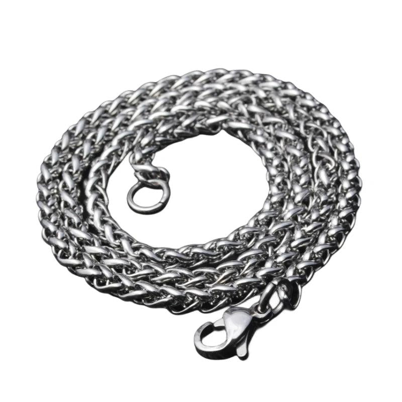 Stainless Steel Twist Braided Chain Necklace for Men, 3-8mm