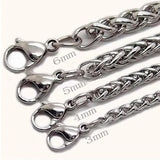 Stainless Steel Twist Braided Chain Necklace for Men, 3-8mm