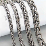 Stainless Steel Twist Braided Chain Necklace for Men, 3-8mm