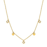 CZ Heart Dangling Necklace, Stainless Steel Women Charm Gift