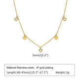CZ Heart Dangling Necklace, Stainless Steel Women Charm Gift