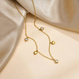 CZ Heart Dangling Necklace, Stainless Steel Women Charm Gift