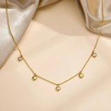 CZ Heart Dangling Necklace, Stainless Steel Women Charm Gift