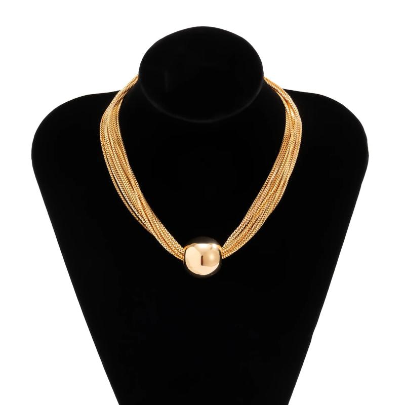 Vintage Big Ball Choker Necklace Layered Chain Neck Jewelry