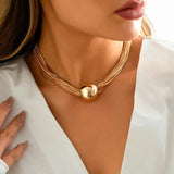 Vintage Big Ball Choker Necklace Layered Chain Neck Jewelry