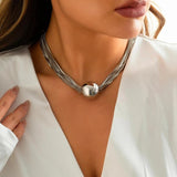 Vintage Big Ball Choker Necklace Layered Chain Neck Jewelry