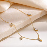 Minimalist Necklace with Cubic Zirconia Stone, Delicate Chain, Stainless Steel