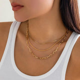 Hip Hop Thin Snake Chain Necklace for Women Multilayer Link Chain Choker