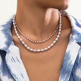 Punk Pearl Necklace Men Acrylic Beads Choker