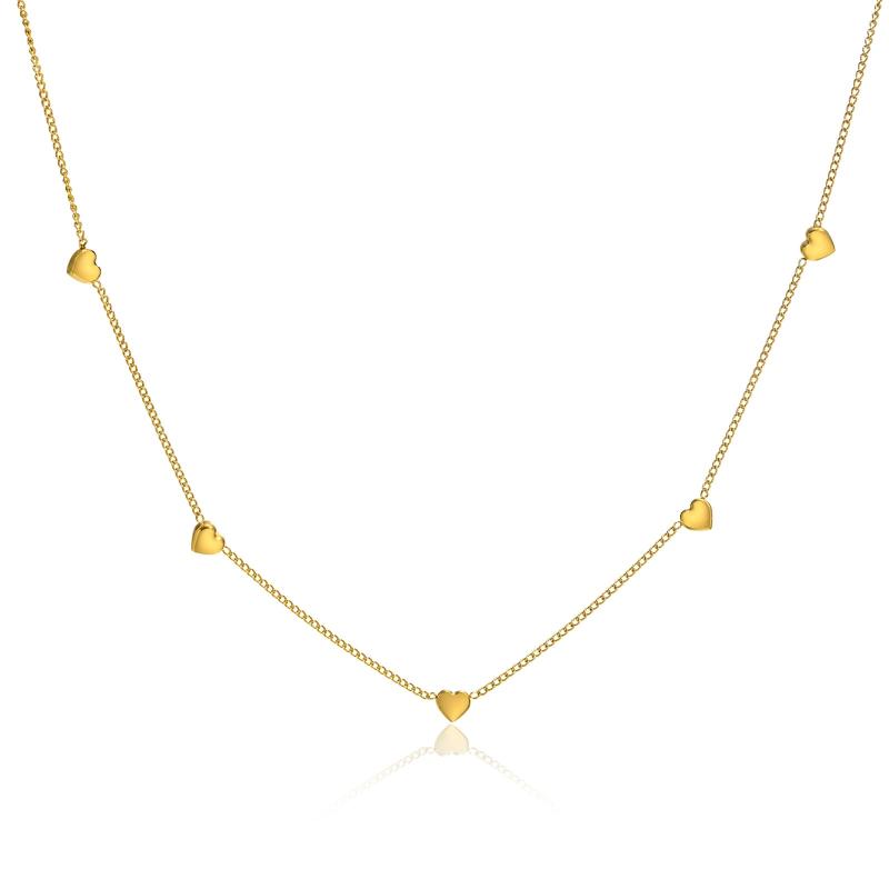 Heart Link Choker Chain Necklace for Women, Stainless Steel Jewelry