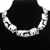 Vintage Elephant Pendant Silver Plated Chain Collar Choker Necklace