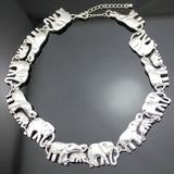 Vintage Elephant Pendant Silver Plated Chain Collar Choker Necklace