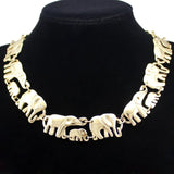 Vintage Elephant Pendant Silver Plated Chain Collar Choker Necklace
