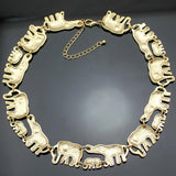 Vintage Elephant Pendant Silver Plated Chain Collar Choker Necklace