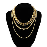 Punk CCB Beads Strand Necklace for Women Multilayer Choker Collar Chain