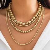 Punk CCB Beads Strand Necklace for Women Multilayer Choker Collar Chain