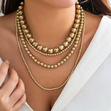 Punk CCB Beads Strand Necklace for Women Multilayer Choker Collar Chain