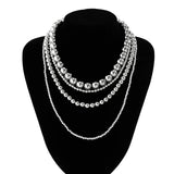 Punk CCB Beads Strand Necklace for Women Multilayer Choker Collar Chain