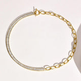 Tennis Necklace & Chain Choker Set, Stainless Steel