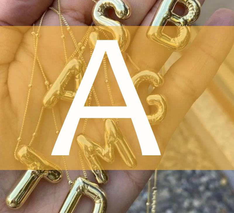 Chunky Alphabet Initial Pendant Necklace for Women