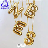 Chunky Alphabet Initial Pendant Necklace for Women