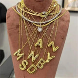 Chunky Alphabet Initial Pendant Necklace for Women