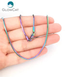 Rainbow Square Snake 1.4mm Stainless Steel Chains Necklace 18'' 20''
