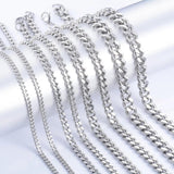 Yadreva 3-9MM Men Stainless Steel Cuban Link Chain Classic Silver Necklace