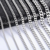 Yadreva 3-9MM Men Stainless Steel Cuban Link Chain Classic Silver Necklace