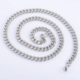 Yadreva 3-9MM Men Stainless Steel Cuban Link Chain Classic Silver Necklace