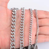 Yadreva 3-9MM Men Stainless Steel Cuban Link Chain Classic Silver Necklace