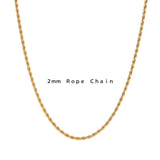 Vintage Twisted Rope Chain Necklace For Women 2MM 3MM 5MM Width Choker Jewelry
