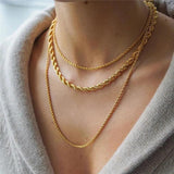 Vintage Twisted Rope Chain Necklace For Women 2MM 3MM 5MM Width Choker Jewelry