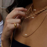 Vintage Twisted Rope Chain Necklace For Women 2MM 3MM 5MM Width Choker Jewelry