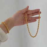 Vintage Twisted Rope Chain Necklace For Women 2MM 3MM 5MM Width Choker Jewelry