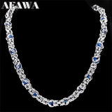 Byzantine Link Chain for Men Stainless Steel Silver Necklace Biker Gift